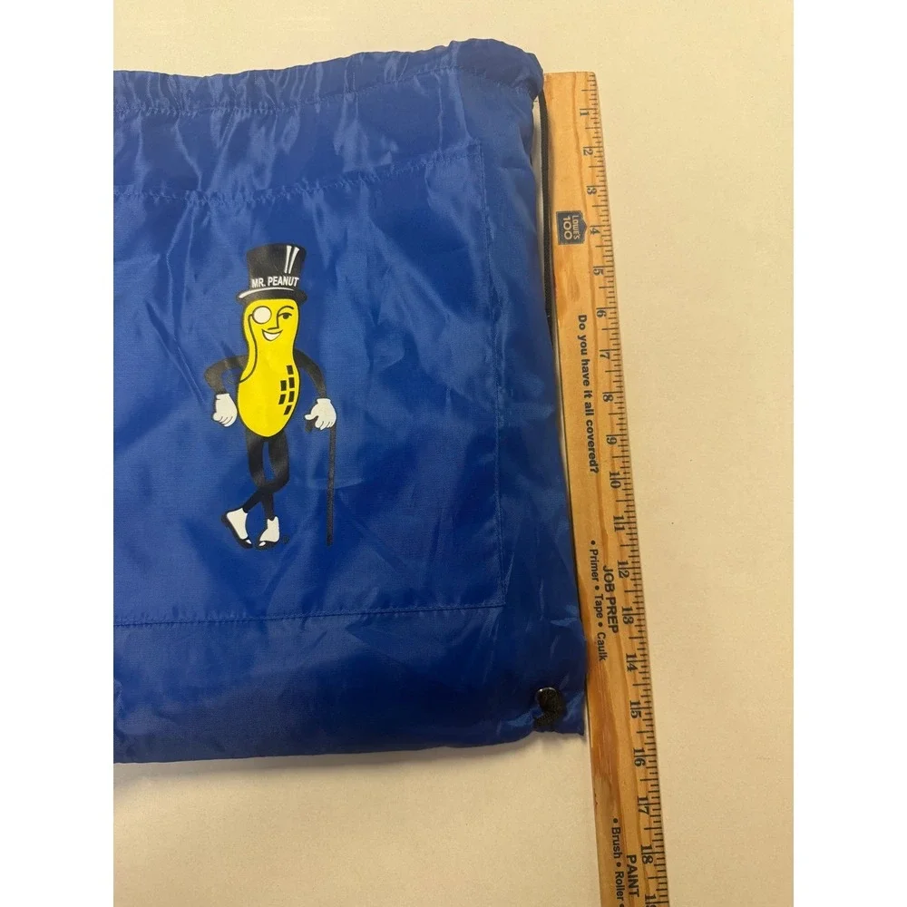 Planters Mr. Peanut Drawstring Backpack Blue Cinch Bag Advertising Memorabilia